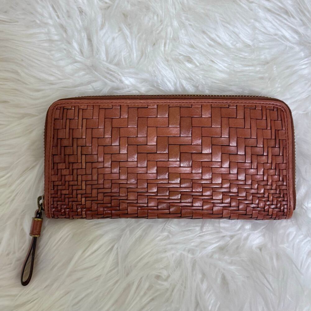 Cole Haan Genevieve Weave Wallet Organizer Card Holder Travel Woven Copper Brown - Picture 4 of 14